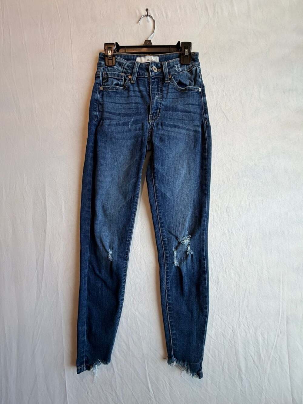 KanCan Women's High-Rise Distressed Skinny Jeans with Raw Hem